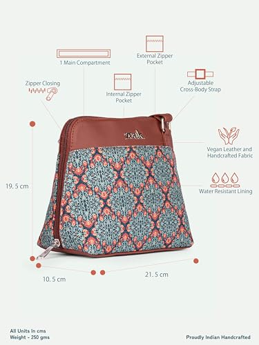 Image of ZOUK Printed Vegan Leather Out Of Office Sling Bag With Adjustable Strap For Women's Girls