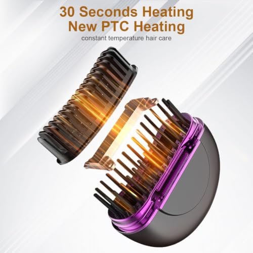 Image of Mini Hair Straightener, Rechargeable Portable Hair Straightener Brush,3-Speed Temperature Control Rechargeable Fast Heating Hot Comb Anti-Scald Shell, Portable Travel for Women (Black)