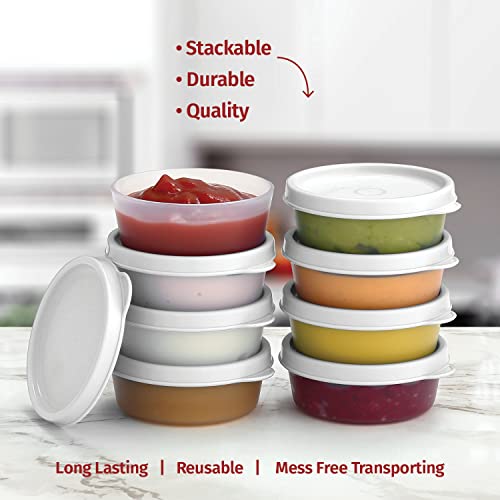 Condiment Cups Containers With Lids- 8 Pk. 2.3 Oz.salad Dressing Container To Go Small Food Storage Containers With Lids- Sauce Cups Leak Proof Reusable Plastic Bpa Free For Lunch Box Picnic Travel #TOP6