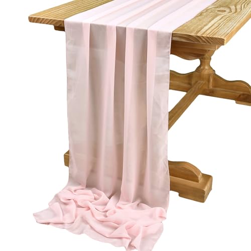Camino de mesa, gasa transparente for decoración de mesa de Navidad, cenas, cumpleaños, fiestas y pasteles.(Light pink)