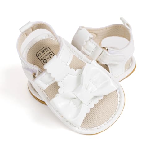 Image of Meckior Baby Toddler Infant Girls PU Leather Soft Open Toe Summer Sandals Flower Princess Flat Shoes
