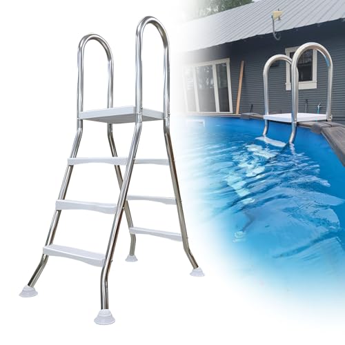Escalera para piscina elevable 3 peldaños estructura A acero inox miniatura 1