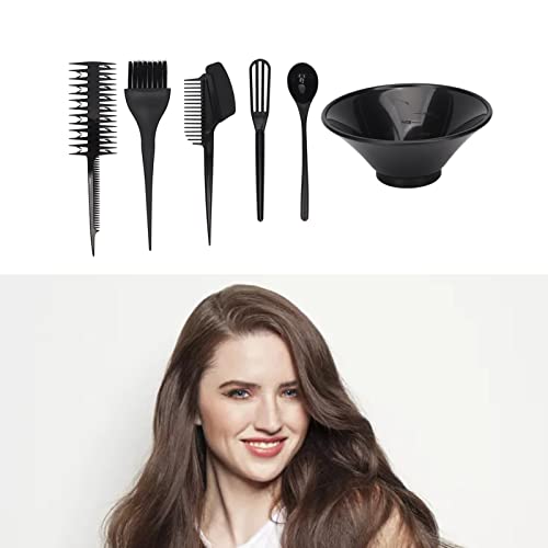 Conjunto de 6 pincéis de nylon macio, kit de tintura de cabelo, multifuncional, macio, elástico, de