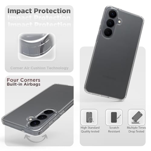 Image of RIGGEAR Shockproof Clear Hybrid Armor Back Cover Case Compatible with Samsung Galaxy S26 Plus (Transparent PC and TPU Bumper)