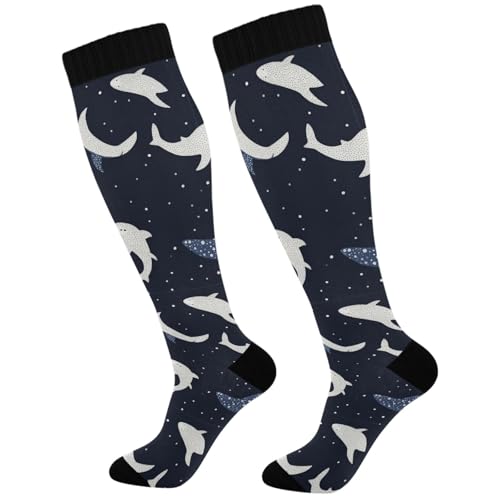 Image of Pigsaly Red White Polka Dot Womens Compression Socks Athletic Tube Sock Knee High Socks Outdoor Sport Socks