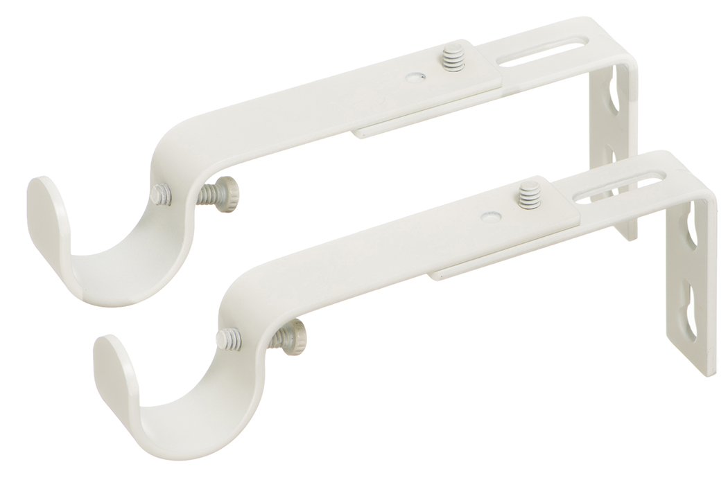Ivilon Adjustable Brackets for Curtain Rods - for 7/8 or 1 Inch Rods. Set of 2 - Ivory