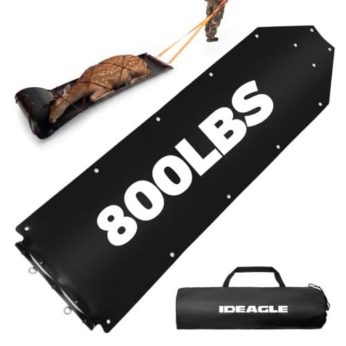 Deer Drag Sled 2MM Thickened Game Hauler Heavy Duty Utility Sled for Hunting Ice Fishing with Adjustable Harness & Pull Handle(Black)