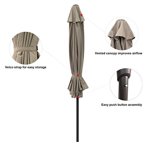 C-Hopetree 9 Ft Half Round Outdoor Patio Market Wall Umbrella With Tilt, Taupe #TOP3