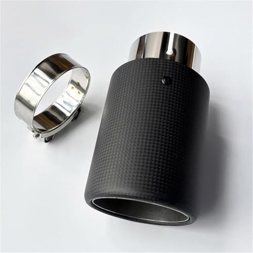 Silenciador de escape universal en fibra de carbono mate plateada con boca de 114mm