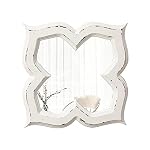 Hanging Antique Small Wall Mirrors Decorative 9.6 inch, Distressed White Sculpted Wood Mirror Farmhouse Wall Decor, Shabby Chic Lucky Four-Leaf Clover Mirror Wall Decor for Living Room - Image 5