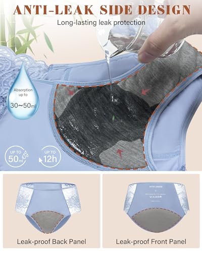 Image of Period Underwear for Women, Leakproof Period Panties, Lace Menstrual Underwear Breathable & Soft