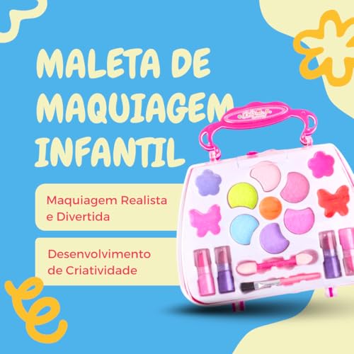 Combo Maleta Estojo Maquiagem Infantil Beauty - combo Completo para Crianças, para Brincadeiras e Ap