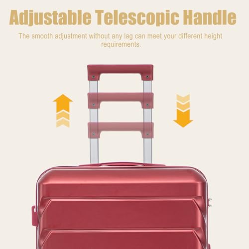 Image of 28 Inch ABS Hard Shell Large Luggage With Combination Lock and Side Hooks, Red