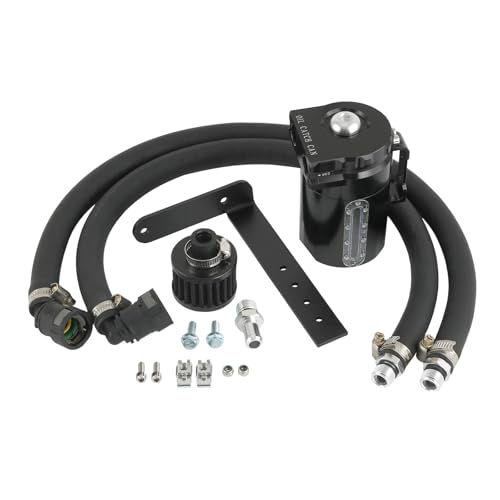 Oil Catch Can Passenger Side Oil Separator Tank with Sight Glass Fit for Ford F150 5.0L/2.7EB/3.5EB 2011-2021 Raptor 3.5L Ecoboost 2017-2021 Expedition 3.5L EcoBoost 2018-2021 (WITH Breather Filter)