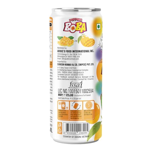 Image of Abbie's Giggles Popping Boba with Mango Juice Drink 320 ml Ready To Drink (Pack of 6)