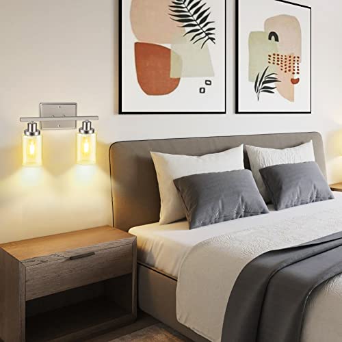 image for Ascher 2-Light Wall Sconces, Modern Vanity Light Fixture with Clear Gl