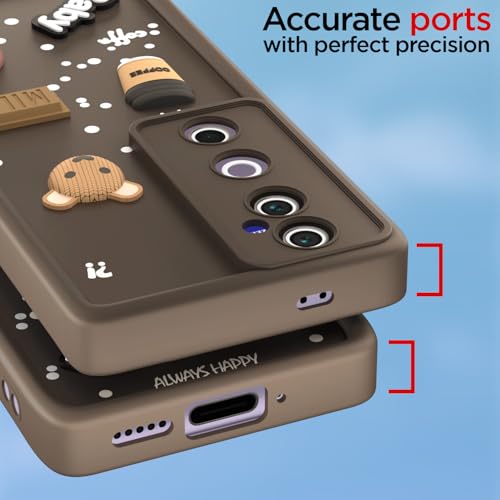 Image of Pikkme Bumper Case for Vivo V40 5G / V40 Pro 5G / T3 Ultra 5G | Cute Fun Cartoon 3D Bear Silicone Full Body Protection Back Cover (Brown)