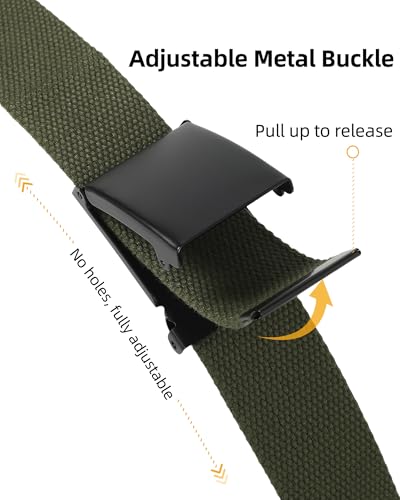 Image of Mile High Life Cut To Fit Canvas Web Belt Size Up to 52 inch with Flip-Top Solid Black Military Buckle