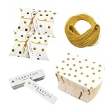 Vasemele 50 Piezas Cajas de Regalo Pequeñas Caja de Almohada Blancas Cajitas para Chuches Cajas de Recuerdos de Boda Cajas Dulces para Regalar Cajas de Papel Creativas para Decoraciones de Fiestas