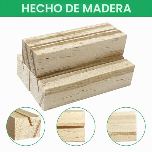 Miniatura 2 de Mesybveo 12 Piezas Soportes Para Tarjetas De Madera, Tarjetero Para Menú Fabricado En Madera De Haya, Titular De La Tarjeta De Posición, Clip De La Foto, Para Bodas, Restaurantes, Conferencias