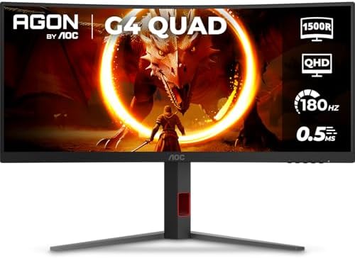 Monitor Gamer Curvo AOC AGON QUAD 34" Ultrawide WQHD 180Hz 0,5ms ...