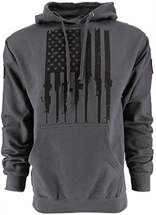 Grunt Style Rifle Flag Men's Hoodie, Color Charcoal, Size X-Large