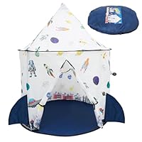 Kids Play Tent, Rocket Ship Toddler Play Tent, Pop Up Kids Play Tent, Foldable Indoor Outdoor Spaceship Playhouse Tent, Polyester Portable Children Games Tent with Storage Bag for Kids Toddlers Gift