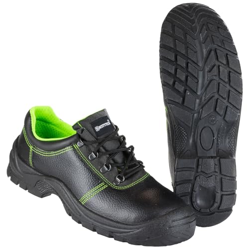 SAFETYTEX Sicherheitsschuhe S3 Stahlkappe Leder Arbeitsschuhe schwarz Schnürstiefel Halbschuhe leicht ergonomisch rutschhemmend, Halbschuh, 45