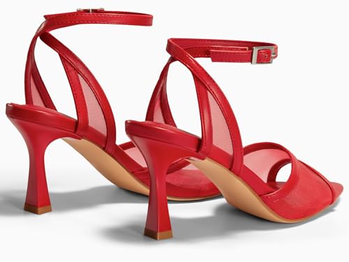Image of Coutgo Womens Kitten Heels Sandals Pointed Open Toe Ankle Buckle Strap Summer Dress Shoes