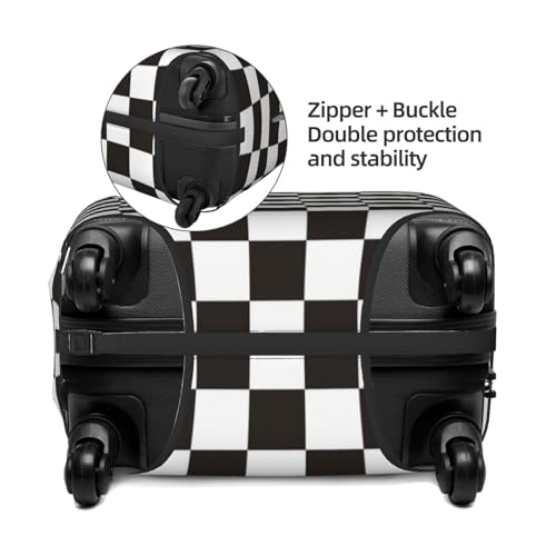 Black And White Checkerboard Luggage Cover Protector Anti-Scratch Washable Fits 18-32 Inch Luggage-Small4