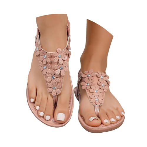 Genérico Sandalias Planos Mujer Verano Sandalias De Punta Abierta Con Pies Anchos Sandalia Bohemio Clip Toe Pisos Comodos Y Antideslizantes Elegantes Para Playa Fiestas Vacaciones
