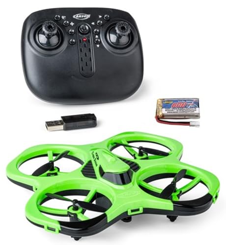 Carson Cyber Drone IR RTF – Quadcoptère RC avec Flip 360°, Mode Headless, stabilisation gyroscopique, éclairage LED, Drone télécommandé, Vert
