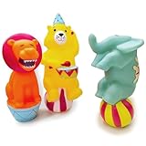 MIIXUER Clearance 3 Pack Squeaky Dog Toys, Cute Animal Circus Interactive Dog Toys for Small Dogs to Medium Dogs, Small Dog Toy - Lion, Bear, Elephant