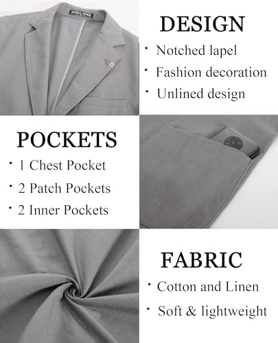 Image of PJ PAUL JONES Mens Casual Blazer Lightweight Linen Sport Coat 2 Button Unlined Suit Jackets