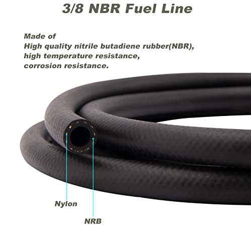 Fuel Line 3/8 Inch Id Nbr Fuel Line Hose 10 Feet 6An Push On Hose 5/8 Inch Od With 10 Clamps For Small Engines #TOP4