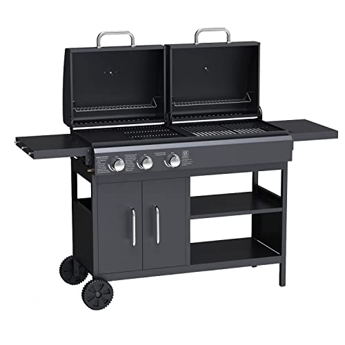 The Georgia Dual Fuel - 3 Burner Gas & Charcoal BBQ in Black