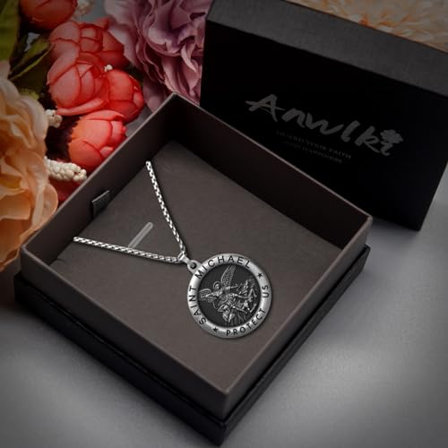 St Michael Necklace Saint Michael Medal Bless Safety Religion Pendant Gift for Men, Women, Family, Parent, Friend2