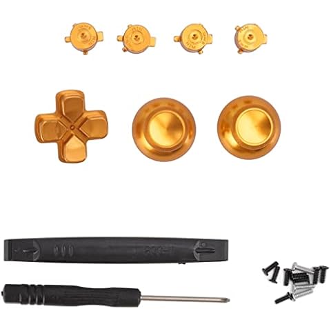 Hoopoocolor Replacement Button Kit for PS5 Controller, Aluminum Alloy Trigger Buttons Replacement Kit for PS5 Controller Accessories(Gold) Cover