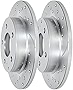 AutoShack PR1081010DSZPR Rear Drilled Slotted Brake Rotors Silver Pair of 2 Driver and Passenger Side Replacement for 2013-2021 2022 Mazda CX-5 2020-2022 CX-30 2022 MX-30 EV 2.0L 2.2L 2.5L AWD FWD