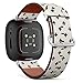 CJBROES Replacement Leather Watch Band, Compatible with Fitbit Versa 3 and Fitbit Sense of Wristband Bracelet Accessory - Pattern Design