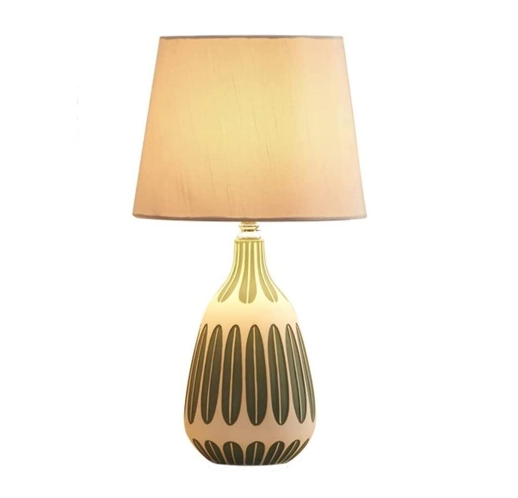 Table Lamp Table Lamps For Living Room Bedside Table Lamp Nordic Ceramic E27 Decorative Bedroom Light Fabric Lampshade Bedside Desk Lamp Bedroom Living Room Bedside Lamps,Green+white-Remote Control