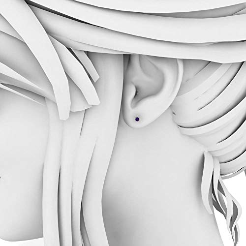 Ani's 3 mm - 9 mm rond geslepen D/VVS1 amethist diamant solitaire oorknopjes in 14K witgoud verguld 925 sterling zilver - Afbeelding 6