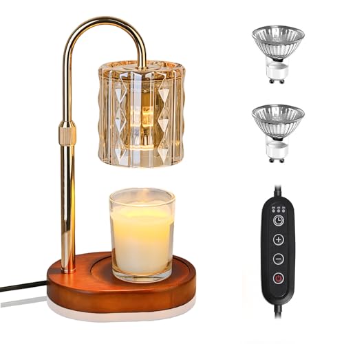 Flower Candle Warmer Lamp, Scented Candle Warmer with Timer and Stepless Dimmer, Electric Wax Melts Warmer with Adjustable Height for Home Decor Bedroom, Birthday Gifts for Women/Mom (TypeB-Champagne)