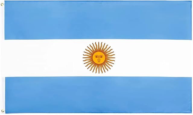 5X3FT Double Sided Flag Banner with Two Brass Grommets, Flags Banner, Large National Flags for Sport, Parade, Patriotic Activities and Garden Home Decoration (ARGENTINA)