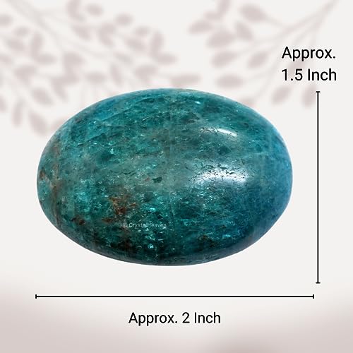 Image of Crystal Heaven Certified Blue Apatite Crystal Palm Pebbles Stones For Anxiety Stress Relief Massage- Aaa Grade Original Healing Gemstone Agate Palm Stone For Yoga Meditation Spiritual Reiki Feng Shui