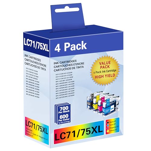 Cartouche d'encre LC71 LC75 XL à haut rendement pour des impressions nettes sur MFC-J6710DW