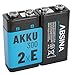 Produktbild ABSINA 2X 9V Akku Block wiederaufladbar 300 mit geringer Selbstentladung - 9V Blockbatterie Akku NiMH mit min. 270mAh & 8,4V - E Block 9V Batterie, Akku 9V Block wiederaufladbar, 9V Batterie Akku