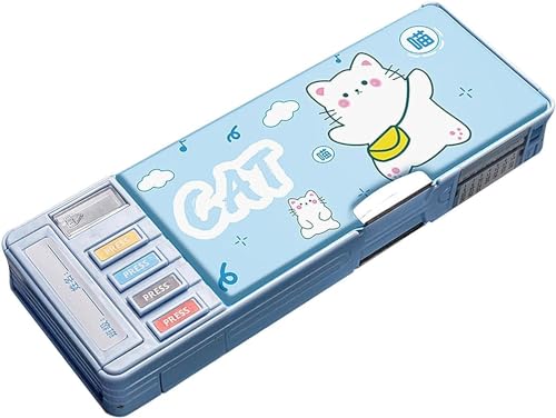 Rahasya Enterprise Multifunctional Cute School Pencil Box for Girls, Cat Compass Box for Boys, Aesthetic Stationary Items for Kids, Magnetic Pencil Box, Best Gifts (Cat Compass Box)