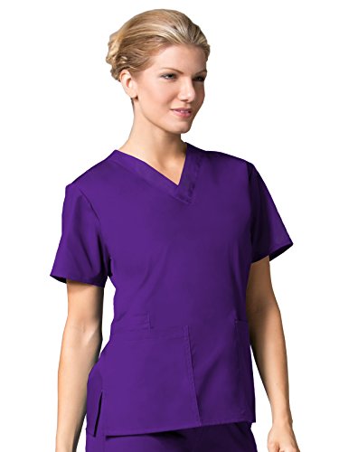 Maevn Core 1016 Women's Classic V-Neck Scrub Top Purple L