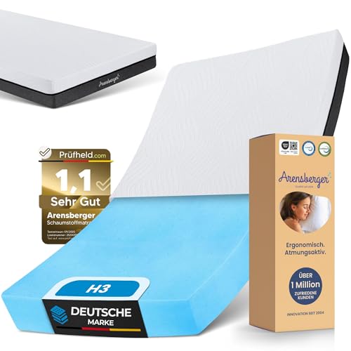 Arensberger SARA Gelschaum Matratze 120x200 cm – 16 cm NANOCELL® Gel-Schaum – H3 Härtegrad – Atmungsaktiv – Abnehmbarer Bezug 240g/m² – Waschbar bis 60°C – Rollmatratze Komfortmatratze